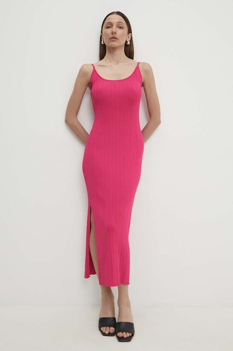 Answear Lab rochie culoarea roz, midi, mulată