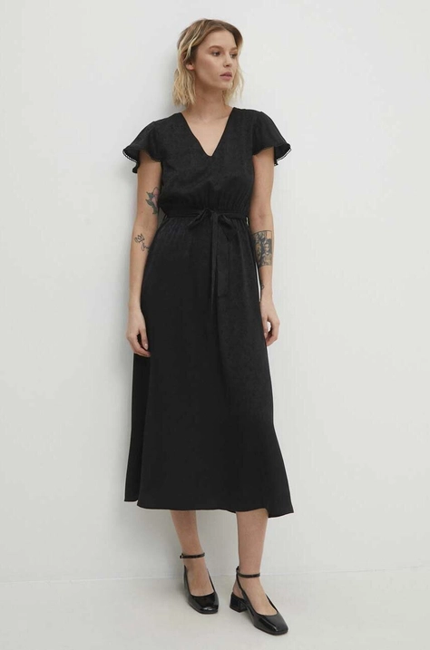 Answear Lab rochie culoarea negru, midi, evazati