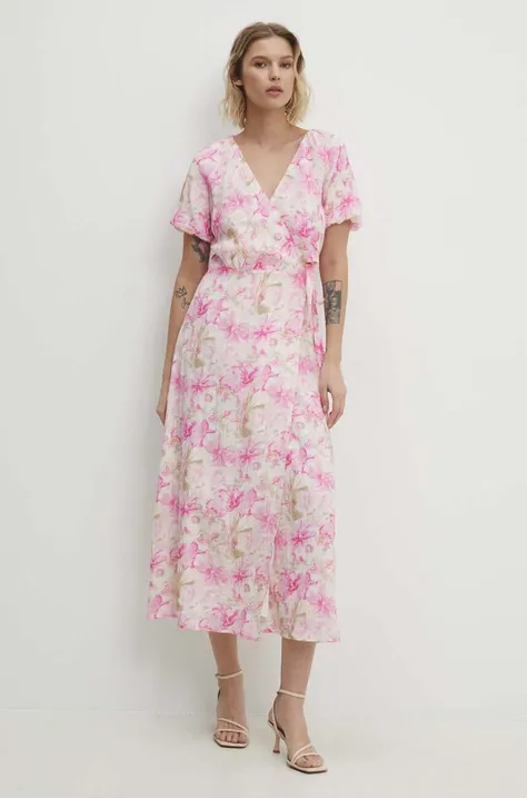 Платье Answear Lab цвет розовый maxi расклешённая