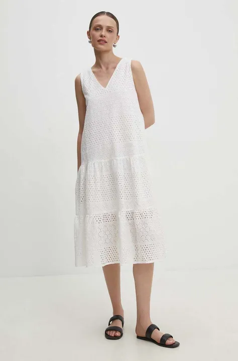 Хлопковое платье Answear Lab цвет белый mini расклешённая