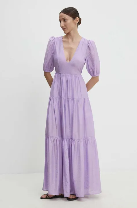 Платье Answear Lab цвет фиолетовый maxi расклешённая