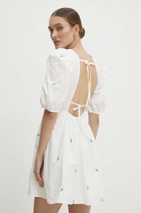 Answear Lab rochie din bumbac culoarea alb, mini, evazată