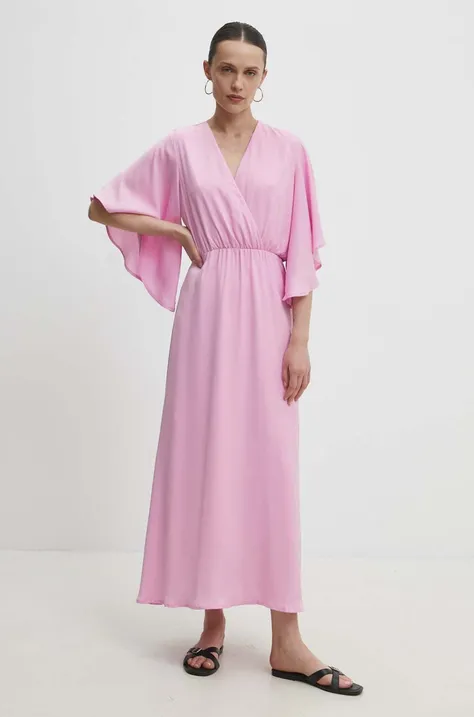 Haljina Answear Lab boja: ružičasta, maxi, širi se prema dolje