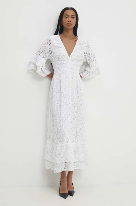 Платье Answear Lab цвет белый maxi расклешённая