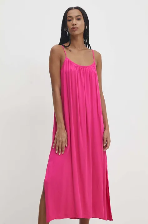 Šaty Answear Lab růžová barva, midi