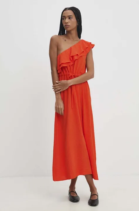 Šaty Answear Lab oranžová farba, midi, áčkový strih