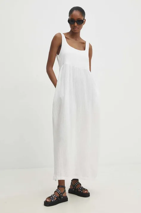 Хлопковое платье Answear Lab цвет белый maxi расклешённая