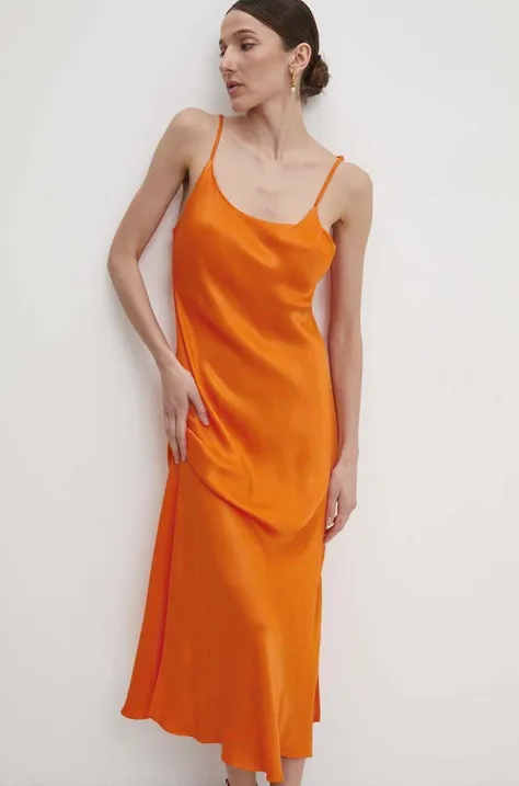 Haljina Answear Lab boja: narančasta, maxi, širi se prema dolje