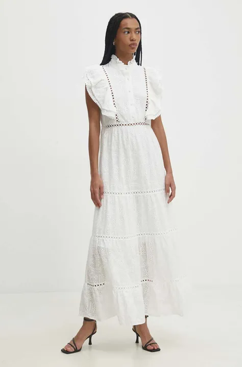 Answear Lab sukienka kolor biały midi rozkloszowana