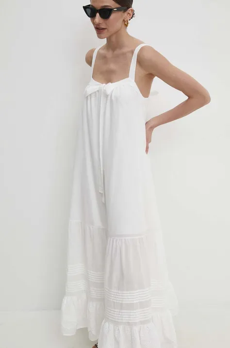 Bavlnené šaty Answear Lab biela farba, maxi, áčkový strih
