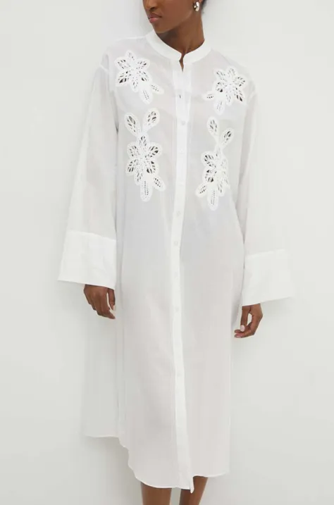 Бавовняна сукня Answear Lab колір білий midi oversize
