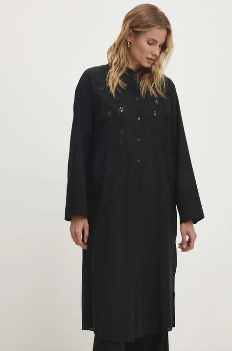 Answear Lab rochie din bumbac culoarea negru, midi, oversize