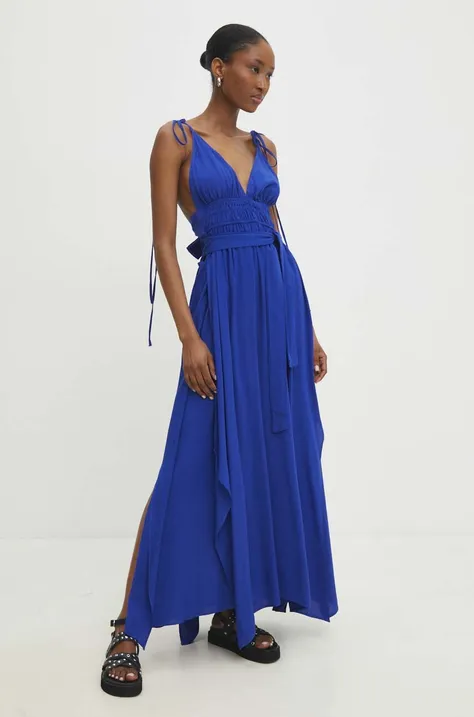 Сукня Answear Lab колір синій maxi розкльошена