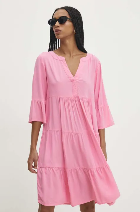 Haljina Answear Lab boja: ružičasta, mini, ravna