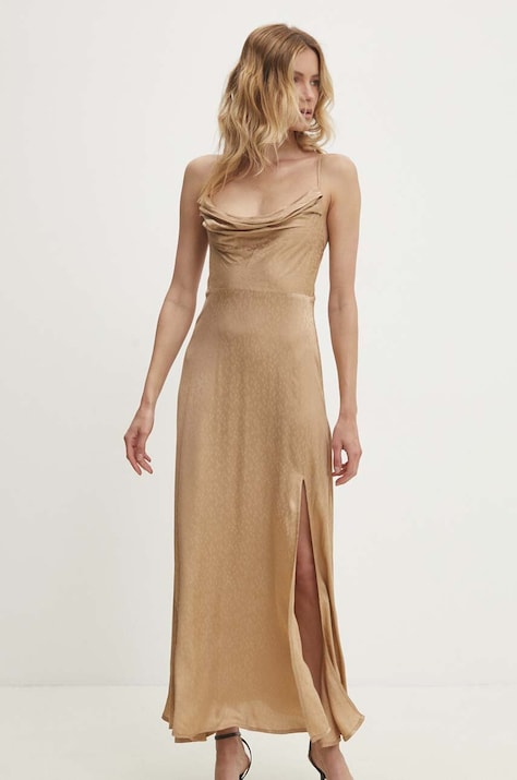 Answear Lab rochie culoarea maro, maxi, mulată