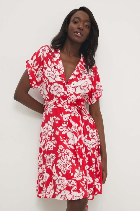 Answear Lab rochie culoarea rosu, mini, evazată