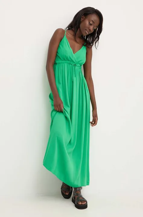 Pamučna haljina Answear Lab boja: zelena, maxi, širi se prema dolje