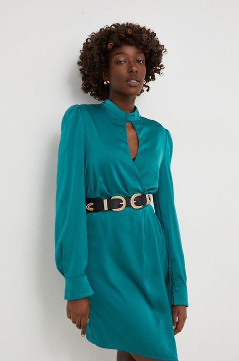 Answear Lab rochie culoarea verde, mini, evazată