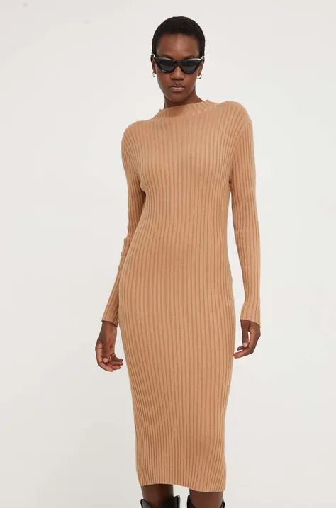 Сукня Answear Lab колір коричневий midi облягаюча