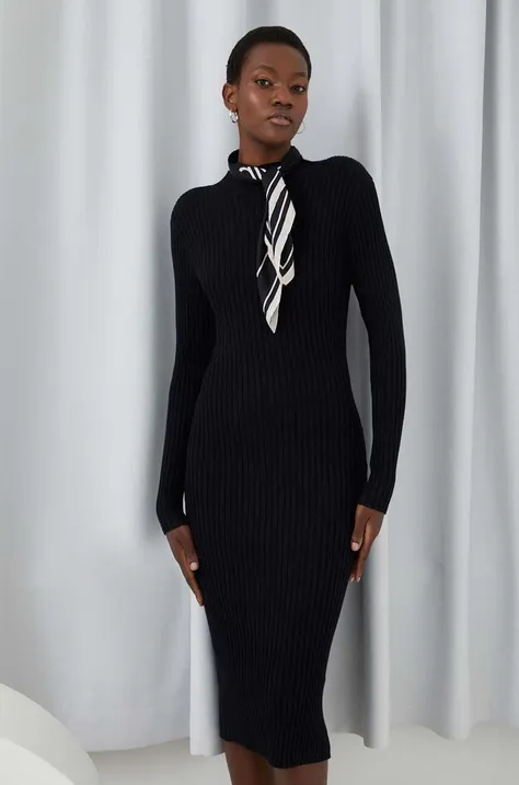 Платье Answear Lab цвет чёрный midi облегающая