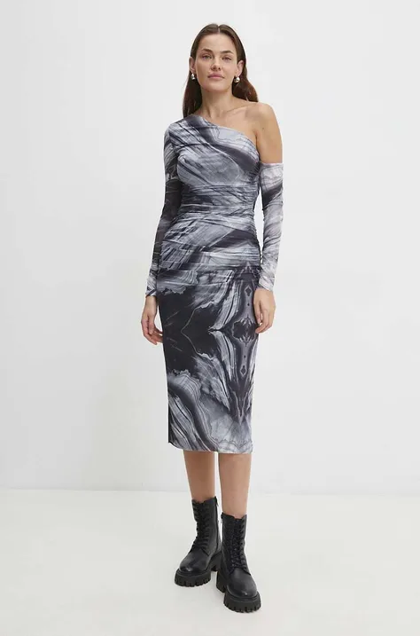 Платье Answear Lab цвет серый midi облегающая