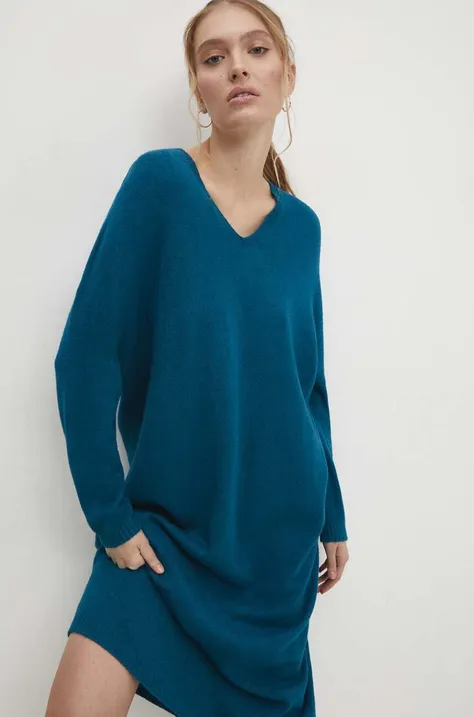 Šaty Answear Lab tyrkysová farba, mini, oversize