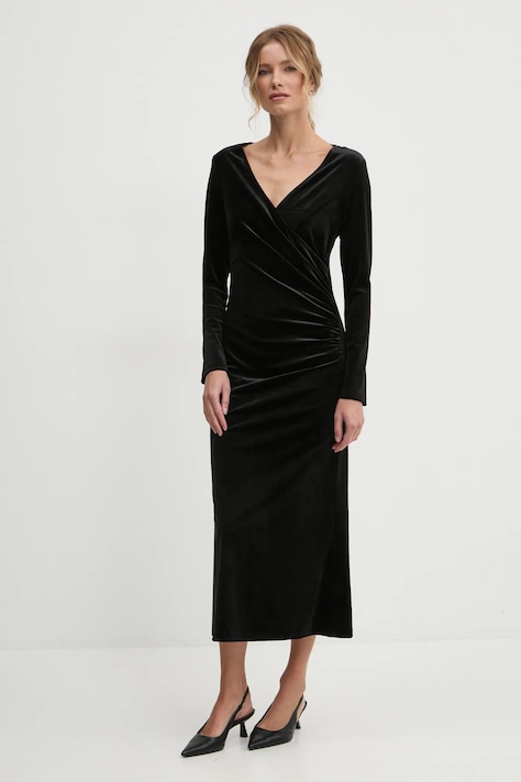 Answear Lab rochie de catifea culoarea negru, maxi, mulată