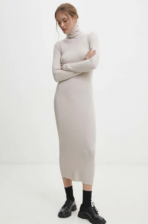 Сукня Answear Lab колір бежевий midi облягаюча
