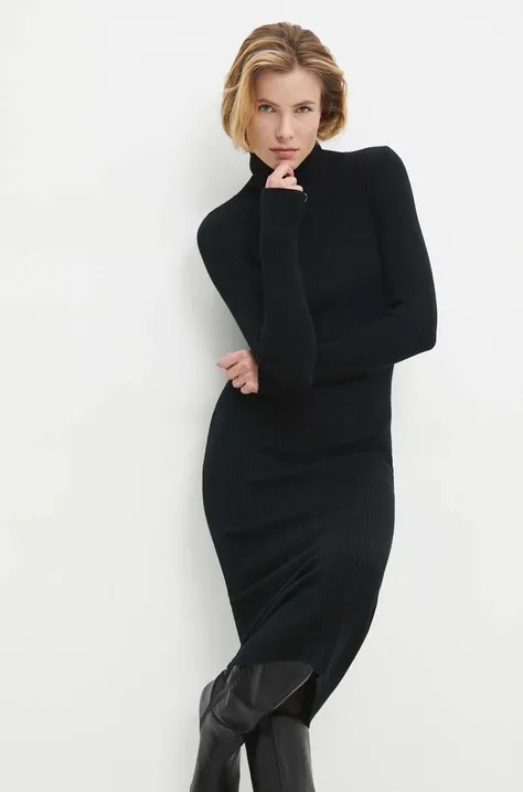 Answear Lab ruha fekete, midi, testhezálló