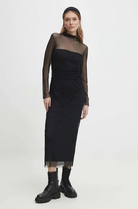 Платье Answear Lab цвет чёрный midi облегающая
