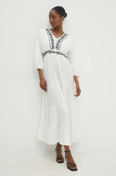 Šaty Answear Lab biela farba, maxi, áčkový strih
