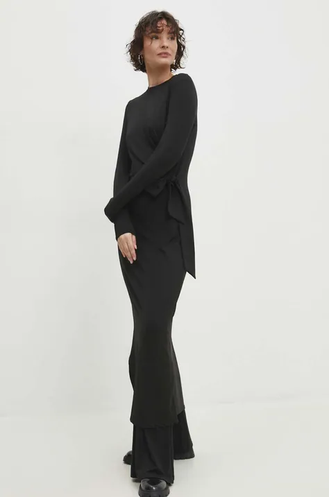 Платье Answear Lab цвет чёрный maxi расклешённая