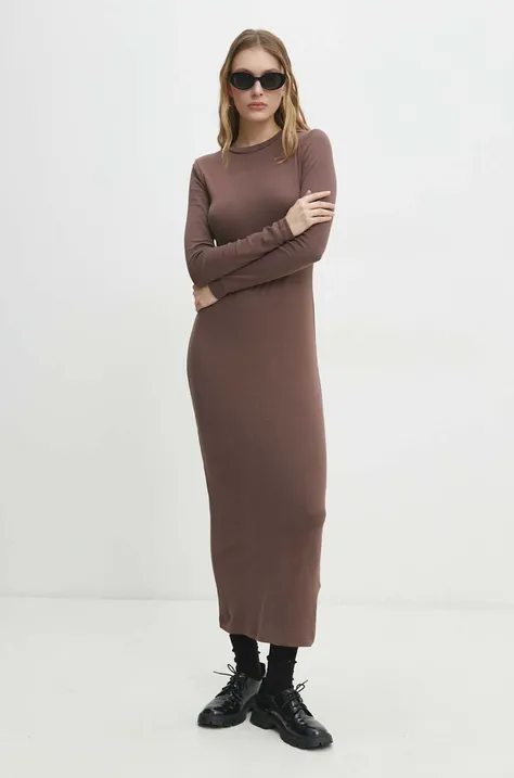 Answear Lab sukienka kolor brązowy maxi dopasowana