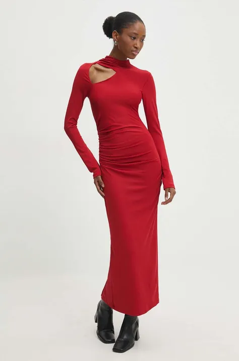 Платье Answear Lab цвет красный maxi облегающая