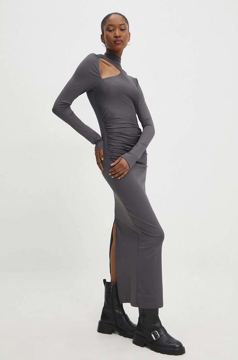 Answear Lab rochie culoarea gri, maxi, mulata