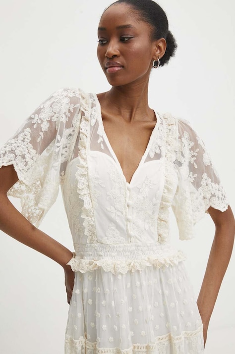 Answear Lab rochie culoarea bej, maxi, evazată
