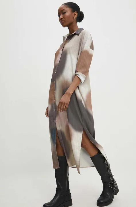 Сукня Answear Lab колір бежевий midi oversize