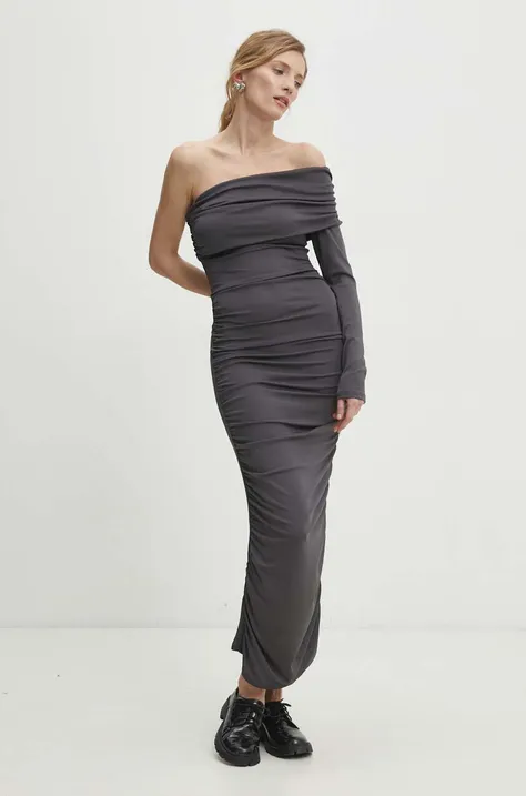 Платье Answear Lab цвет серый maxi облегающая