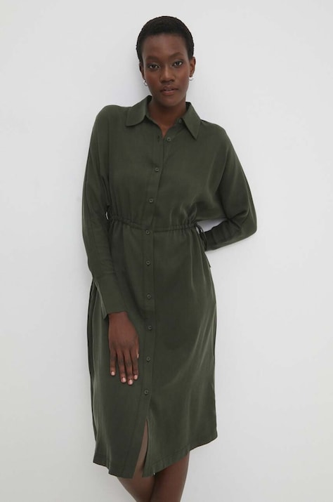 Answear Lab rochie culoarea verde, midi, evazată