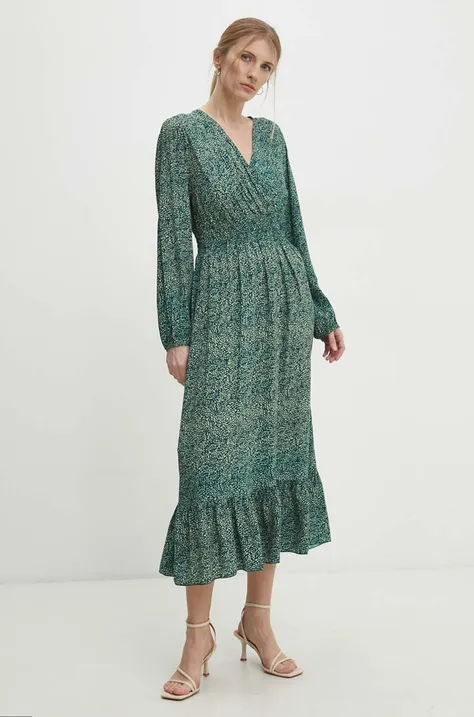 Šaty Answear Lab zelená farba, midi, áčkový strih