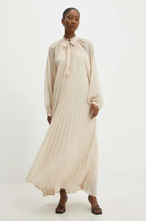 Answear Lab sukienka kolor beżowy maxi rozkloszowana