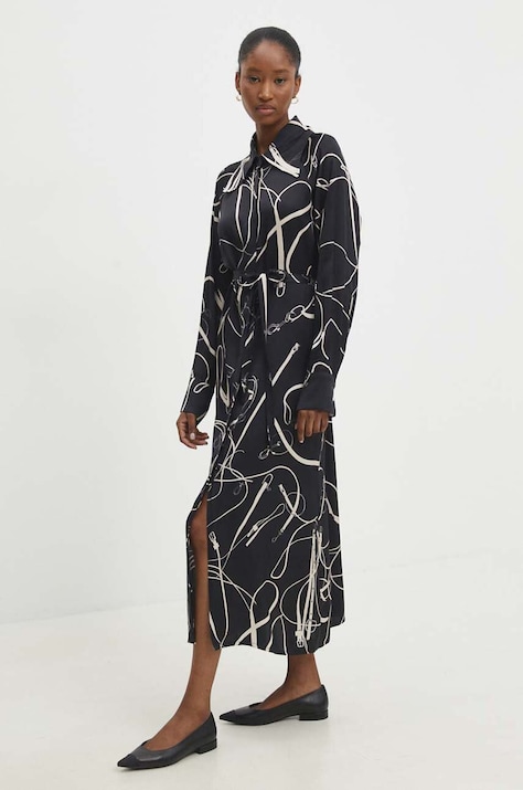 Answear Lab rochie culoarea negru, midi, dreaptă
