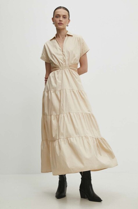 Answear Lab rochie culoarea bej, maxi, evazată