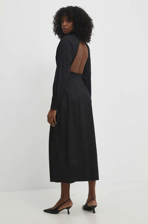 Хлопковое платье Answear Lab цвет чёрный maxi расклешённая