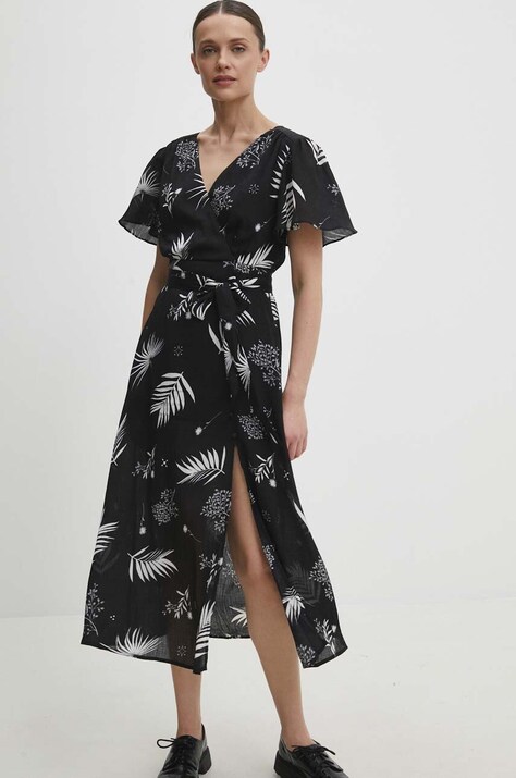 Answear Lab rochie culoarea negru, midi, evazată