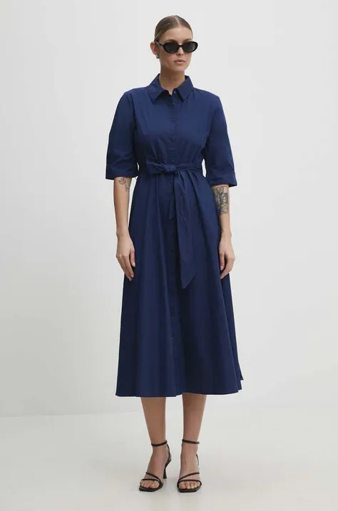 Бавовняна сукня Answear Lab колір синій maxi розкльошена