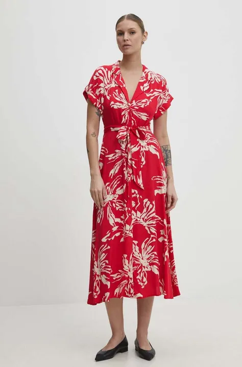Платье Answear Lab цвет красный maxi расклешённая