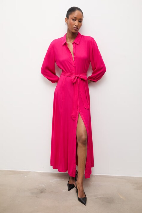 Answear Lab rochie culoarea roz, maxi, evazată