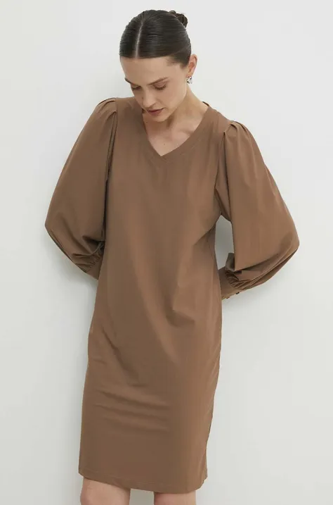 Šaty Answear Lab hnedá farba, mini, rovný strih