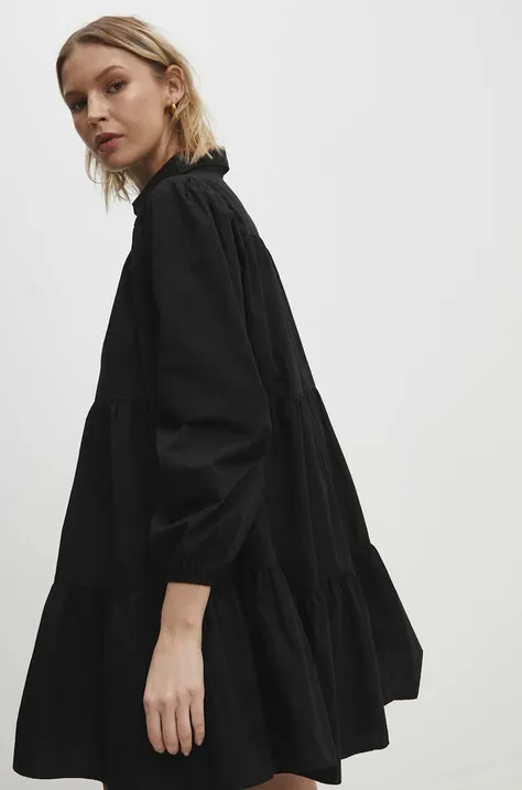 Bombažna obleka Answear Lab črna barva